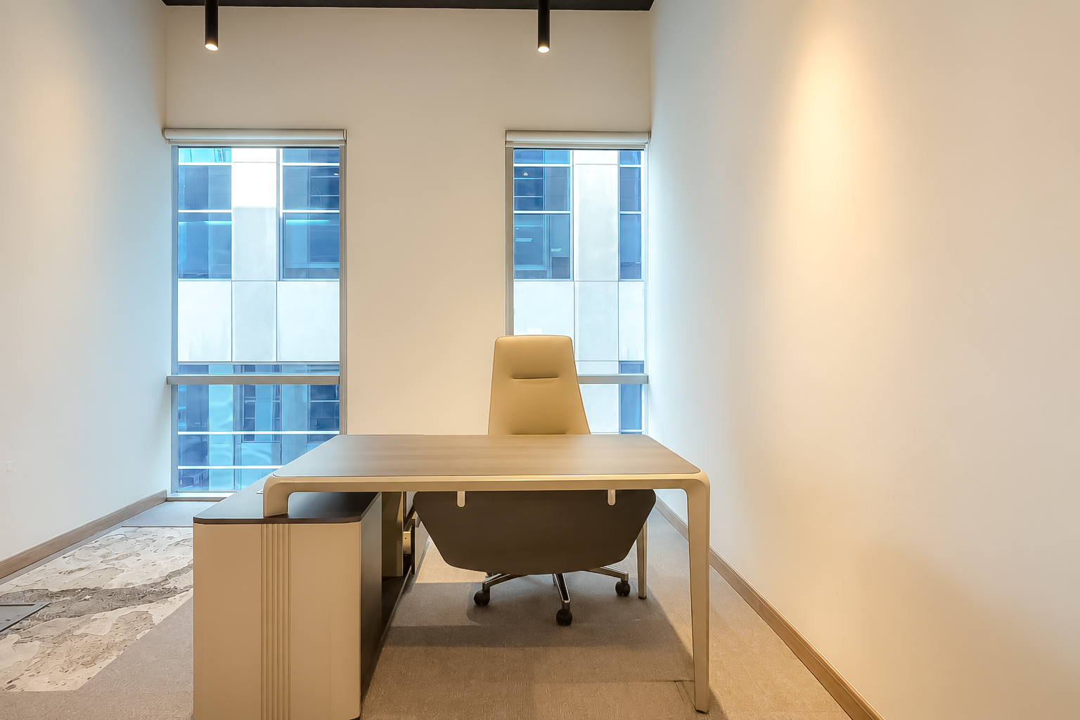 Private office with twin windows